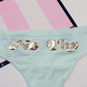 nwt VS seamless thong with saying no thx metallic